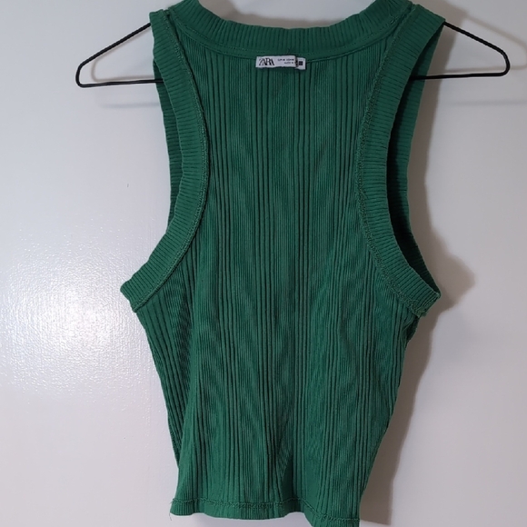 Zara Emerald Ribbed Tank Top - Picture 10 of 13